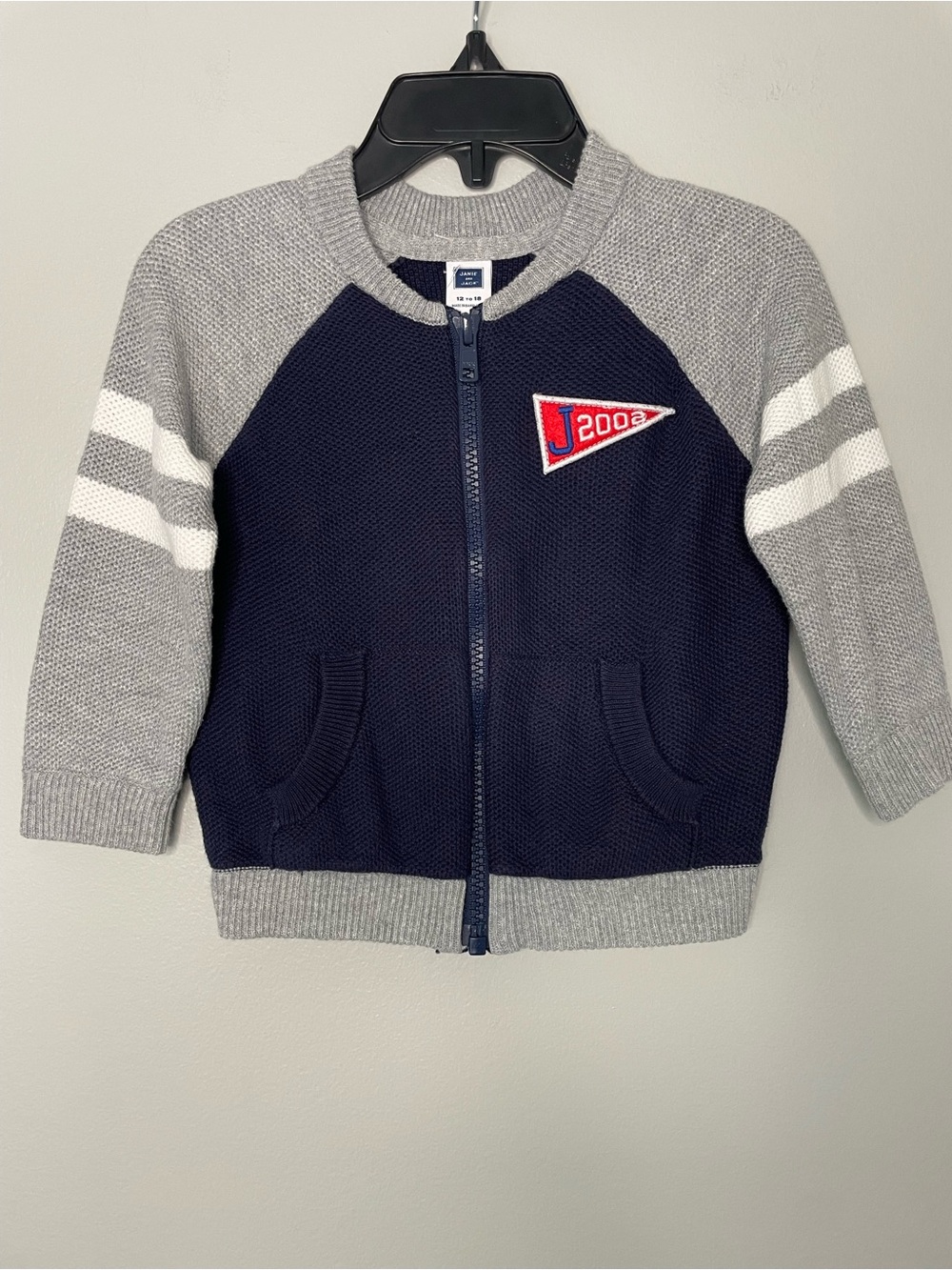 Janie and Jack Preppy Knit Zip Up Varsity Sweater